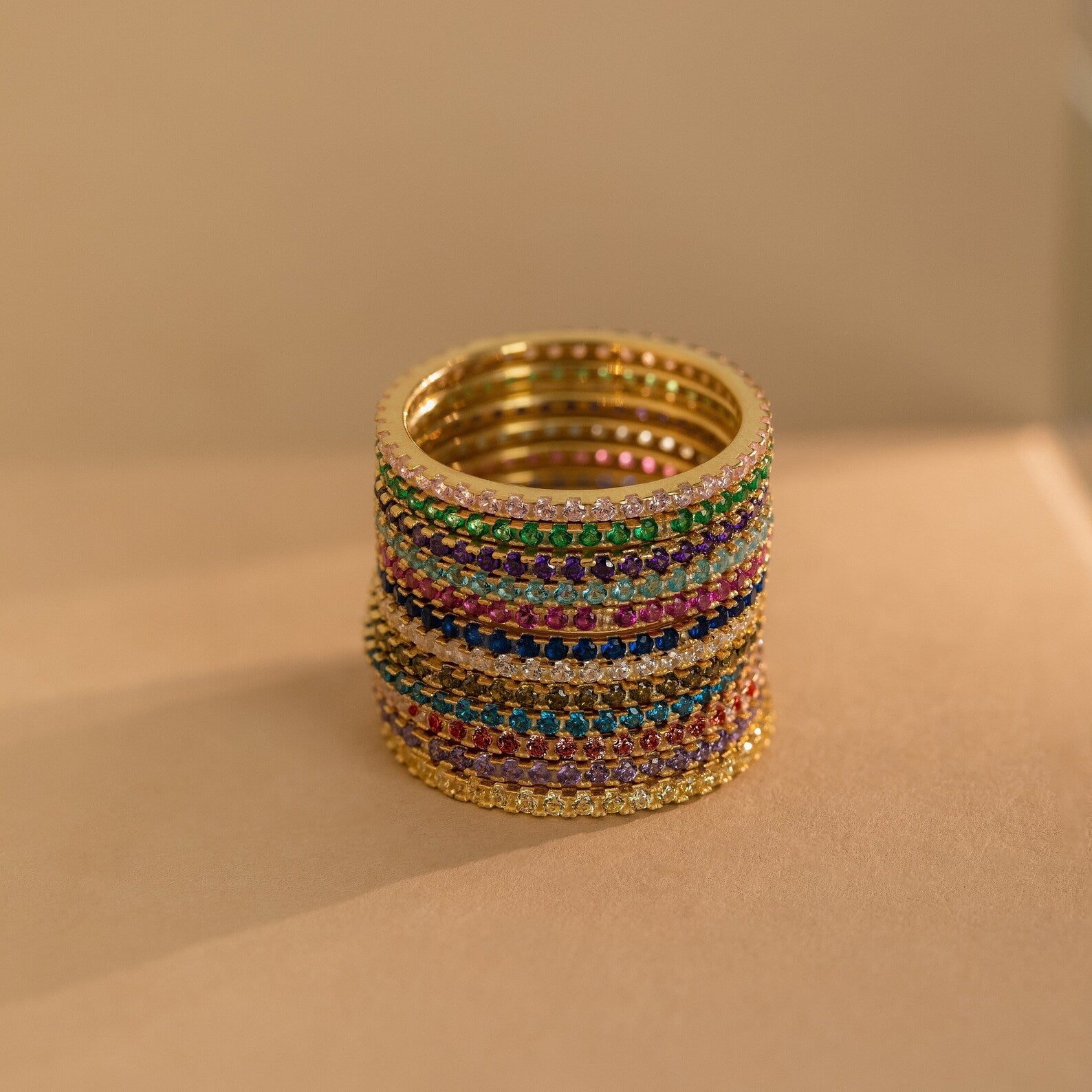 Eternity Birthstone Ring Sterling Silver